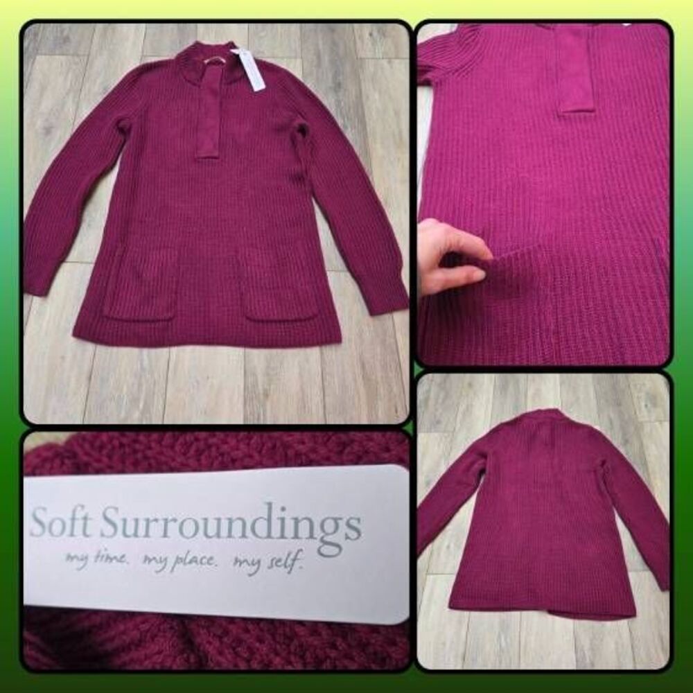 Nwt Soft Surroundings long tunic sweater berry pink/red/purple sz med